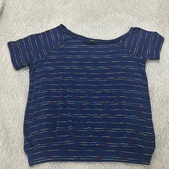 Torrid blue rainbow striped knit top size 1 - Picture 1 of 5